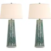 Emerald Rain 31" Table Lamp in Abstract Green Tone Glass (Set of 2)